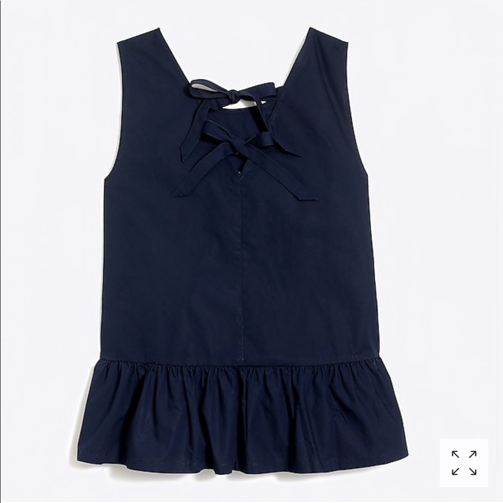 J Crew Preplum Bow Back Top